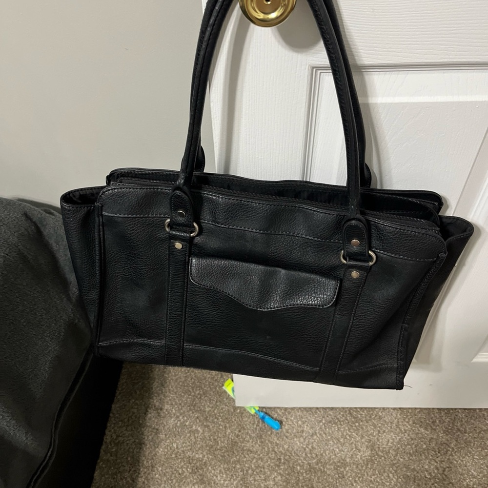 Elegant Black Leather Tote Bag